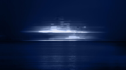 Wall Mural - Long exposure photo of Large Cargo ship at the sea at night