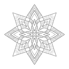 Decorative Mandala With Striped Patterns On White Isolated Background. For Coloring Book Pages.