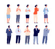 People clapping. Thankful business man, smiling women clap and support. Isolated office team applauding vector set. Clapping and applauding successful, office communication and support illustration