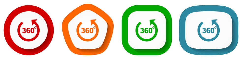 Aufkleber - Panorama vector icon set, flat design vector illustration in 4 colors options for webdesign and mobile applications