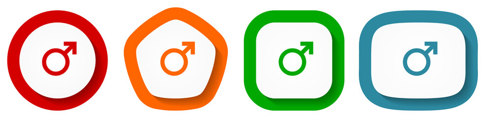 Aufkleber - Male vector icon set, flat design vector illustration in 4 colors options for webdesign and mobile applications