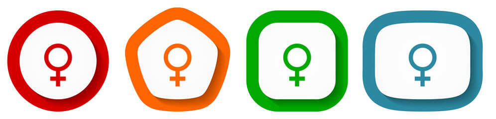 Aufkleber - Female vector icon set, flat design vector illustration in 4 colors options for webdesign and mobile applications
