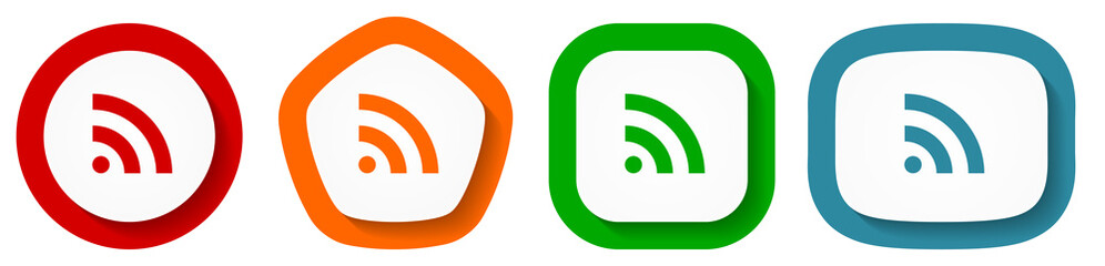 Fototapete - Mobile signal vector icon set, flat design vector illustration in 4 colors options for webdesign and mobile applications