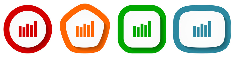 Leinwandbilder - Graph, diagram vector icon set, flat design vector illustration in 4 colors options for webdesign and mobile applications