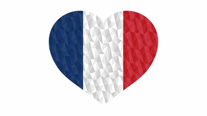 Wall Mural - France flag in form of beating heart low poly style animated video suitable as a site element