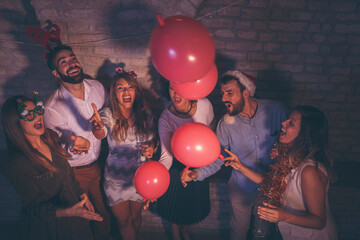 Wall Mural - People dancing at New Year's party