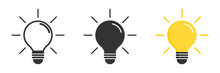 Light Bulb Icon. Light Bulb Vector Icon. Idea Icon. Lamp Concept. Light Bulb, Isolated In Modern Simple Flat Design. Vector Illustration