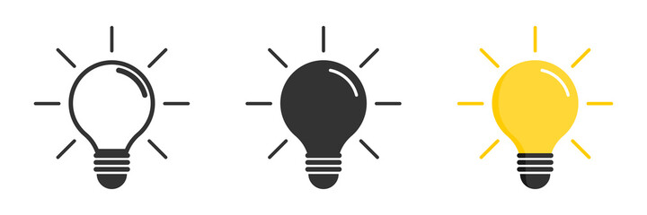 Light bulb icon. Light bulb vector icon. Idea icon. Lamp concept. Light bulb, isolated in modern simple flat design. Vector illustration