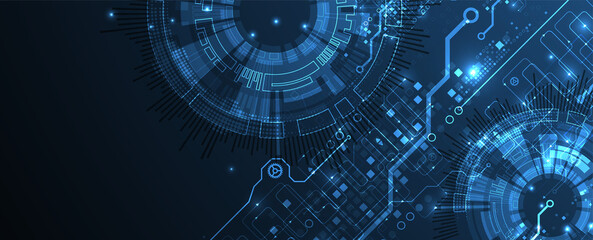 Poster - Abstract glowing technology background. Communication concept. Template for science presentation. Vector illustration.