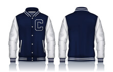 Varsity Jacket Design,Sportswear Track Front And Back View.