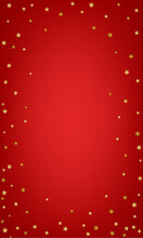 Christmas Card With Stars. Frame Of Gold Confetti