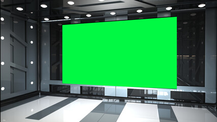 Wall Mural - 3D Virtual TV Studio News, 3d illustration
