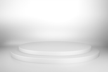 Aufkleber - Abstract White Circular Pedestal Stage for Winning Awards , Blank white round podium for present advertising product design mockup. 3D render illustration