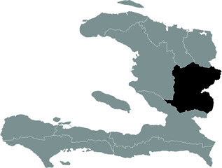 Black location map of the Haitian Centre department inside gray map of Haiti