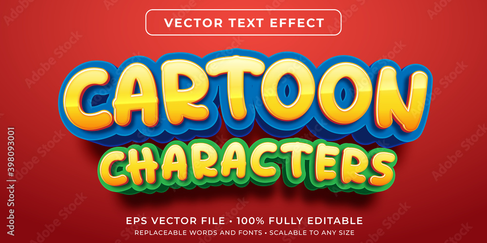 Editable text effect - cartoon text style Stock Vector | Adobe Stock