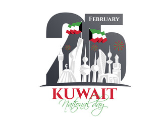 Wall Mural - vector illustration. design of the schedule for the holidays of Kuwait. The 25th day is the national holiday, the day of independence. February 26 is the day of liberation of Kuwait vector