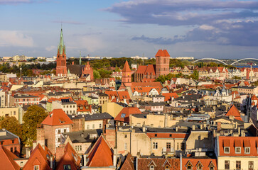 Wall Mural - Sightseeing of Poland. Cityscape of Torun. Beautiful aerial view of Torun old town.