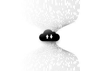 computer cloud service technology vector background. two multidirectional arrows, data flow in diffe