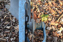 Blue Farm Tool In The Ground