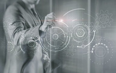 Wall Mural - gear technology success business concept. mixed media.