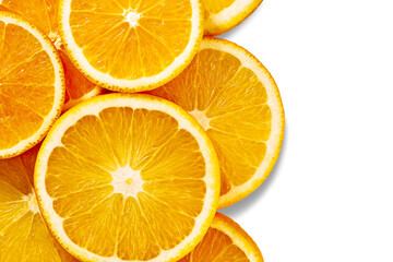 Wall Mural - Orange slices flat lay on white