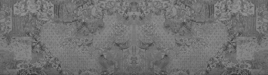 old gray grey worn grunge vintage shabby patchwork motif tiles stone concrete cement wall wallpaper 