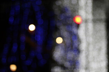 Canvas Print - Christmas lights in the street with bokeh effect