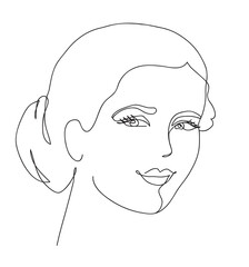 Wall Mural - Beautyfull girl face. Attractive young woman portrait . Black and white vector illustration