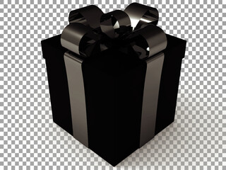 black gift box with ribbon