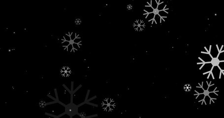 Wall Mural - 3d illustration realistic winter snow fall with snowflake shape christmas xmas overlay twinkling spa