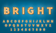 Retro light bulb font. Vintage style 3d retro typography typeface alphabet