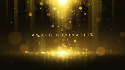 award nomination ceremony luxury background with golden glitter sparkles and bokeh. vector presentat