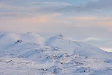 Sticker - Snowy mountain in morning in winter