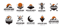 Set Of Vintage Badge Seal Mountain Adventure Outdoor Logo Vector Design On White Background