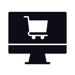 Wall Mural - shopping cart trolley in desktop line style icon