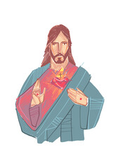 Canvas Print - Jesus Christ Sacred Heart illustration