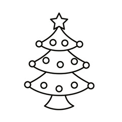 Sticker - happy merry christmas pine tree line style icon