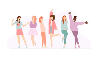 jumping, singing, dancing happy girl with positive emotion. casual young multiracial woman screaming