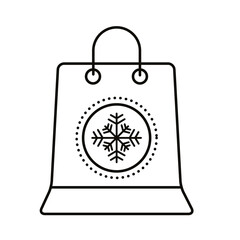 Sticker - happy merry christmas shopping bag with snowflake line style icon