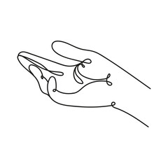 Sticker - hand human receiving one line style icon