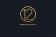 © Jerry - Number 12 logo,  gold line circle with number inside, usable for anniversary and invitation, golden number design template, vector illustration