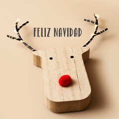 Poster - reindeer and text merry christmas in spanish