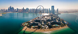 Fototapeta Miasto - Ain Dubai ferris wheel on Bluewaters island with amazing Dubai skyline in the UAE