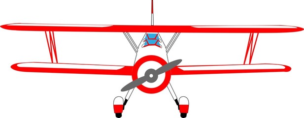 Wall Mural - Red double agricultural airplane on a white background.