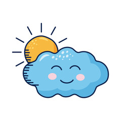 Wall Mural - cloud with sun kawaii weather comic character