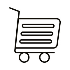 Sticker - shopping cart trolley with horizontal lines , line style icon