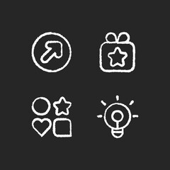 Sticker - Interface for mobile application chalk white icons set on black background. Blocking different data. Light all lamps functionality. Edit blocked. Isolated vector chalkboard illustrations