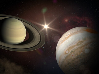 Wall Mural - the jupiter-saturn grand conjunction. elements of this image furnished by nasa.