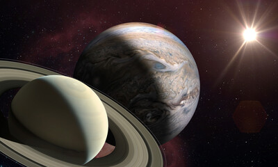 Wall Mural - saturn and jupiter. elements of this image furnished by nasa.