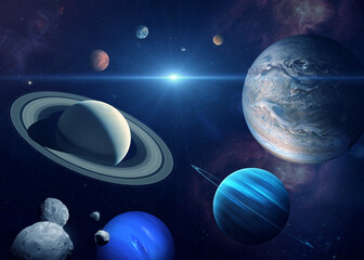 Wall Mural - Solar system planet and sun. Elements of this image furnished by NASA.